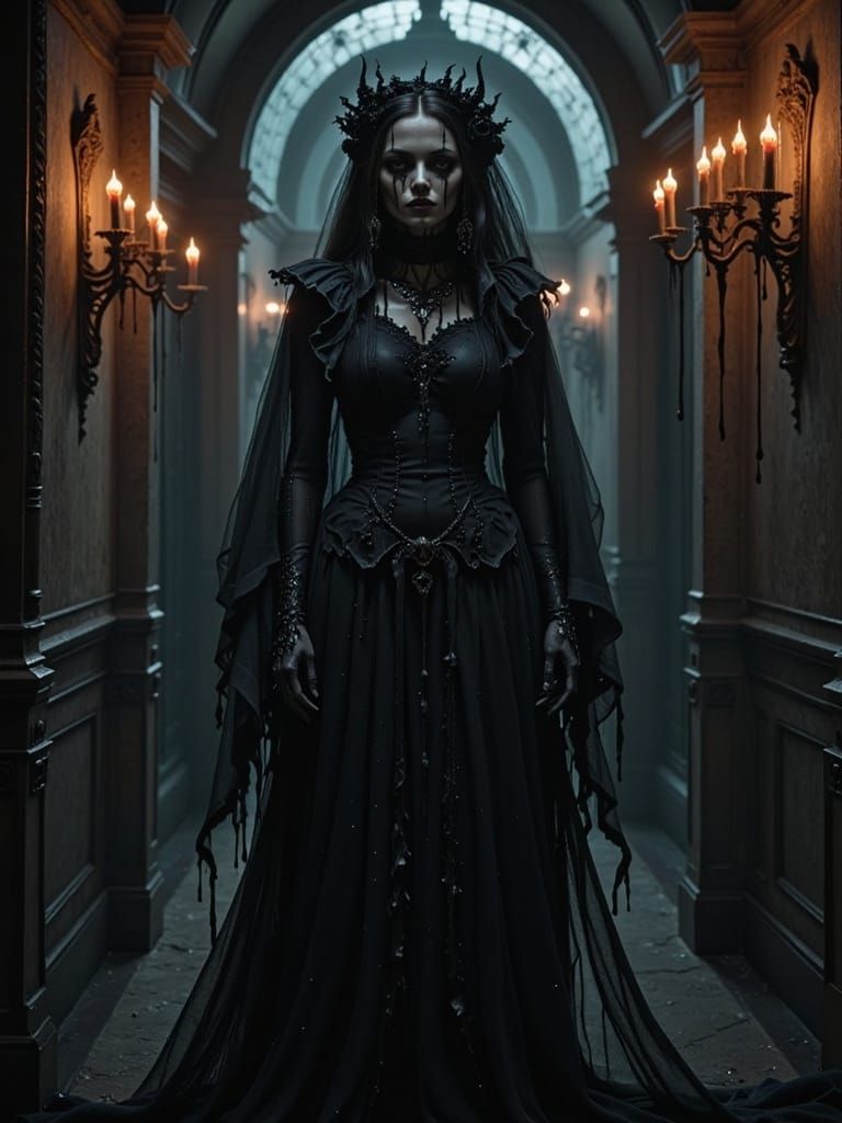 Elegant Gothic Figure in Dripping Candlelight