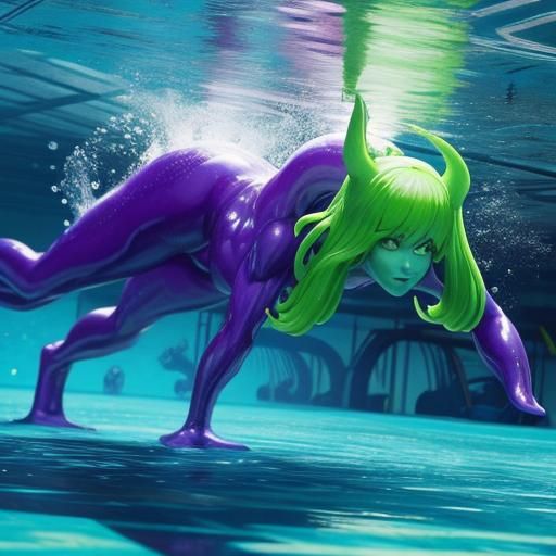 Underwater Slime Monster Girl in Gym