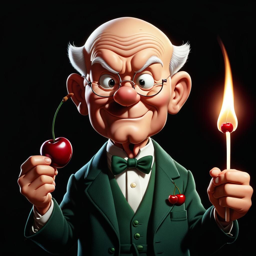 Mr. Magoo with Cherry and Match, Matte Painting