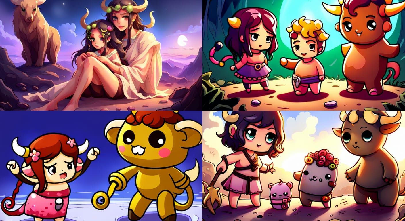 Kawaii Baby of Minotaur and Medusa