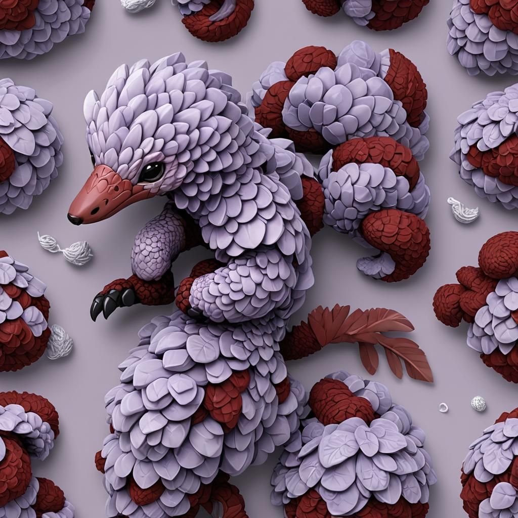 Cute Chibi Pangolin Crochet Plushy in 3D Anime Style