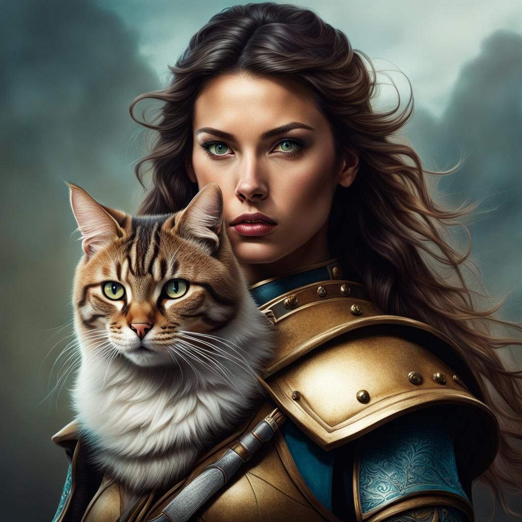 Fantasy Female Cat Warrior in Hyperrealism