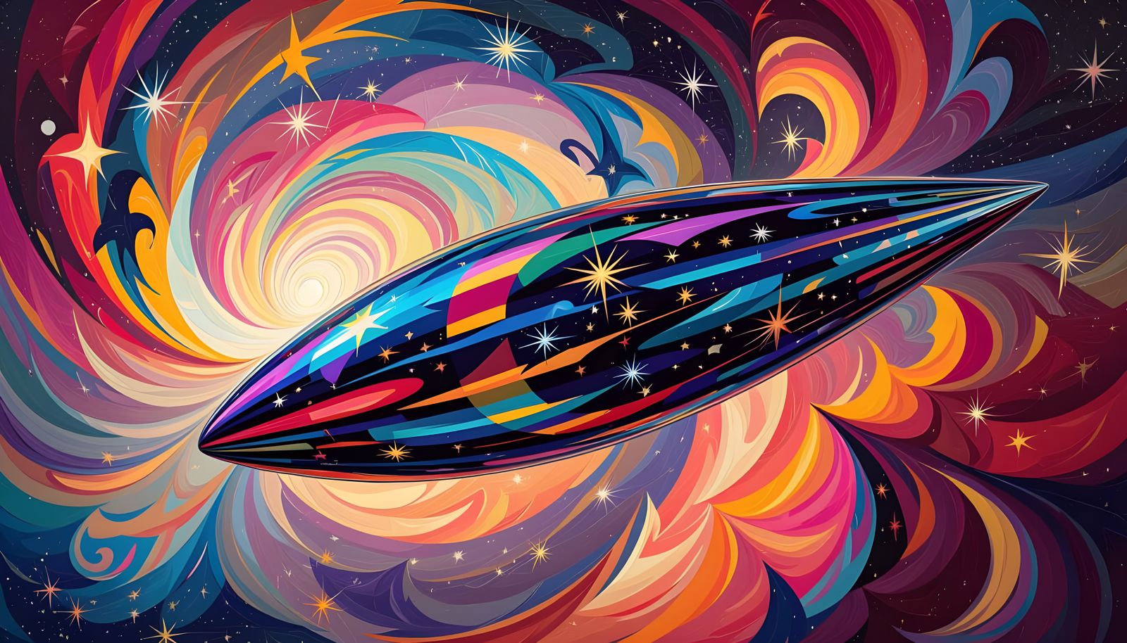 Abstract Metallic Cylinder Mirrored in a Cosmic Dreamscape