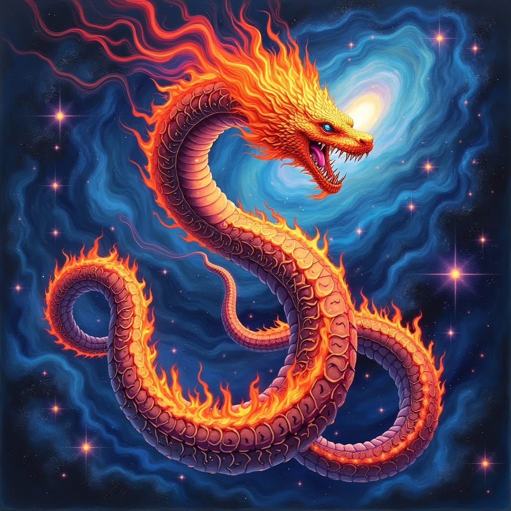 Flaming Serpent Dancing Across the Cosmos