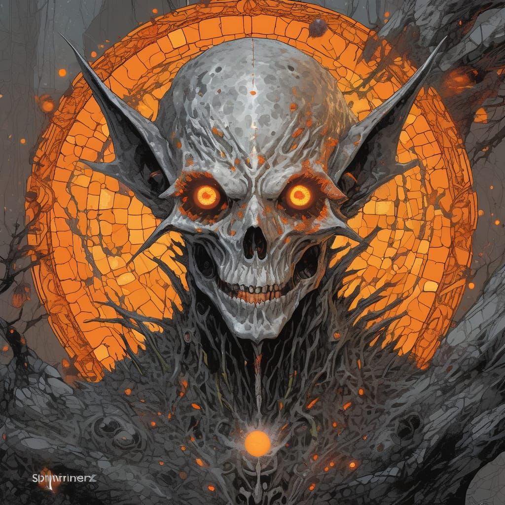 Undead Elf in Desiccated Gray, with Ghastly Orange Eye