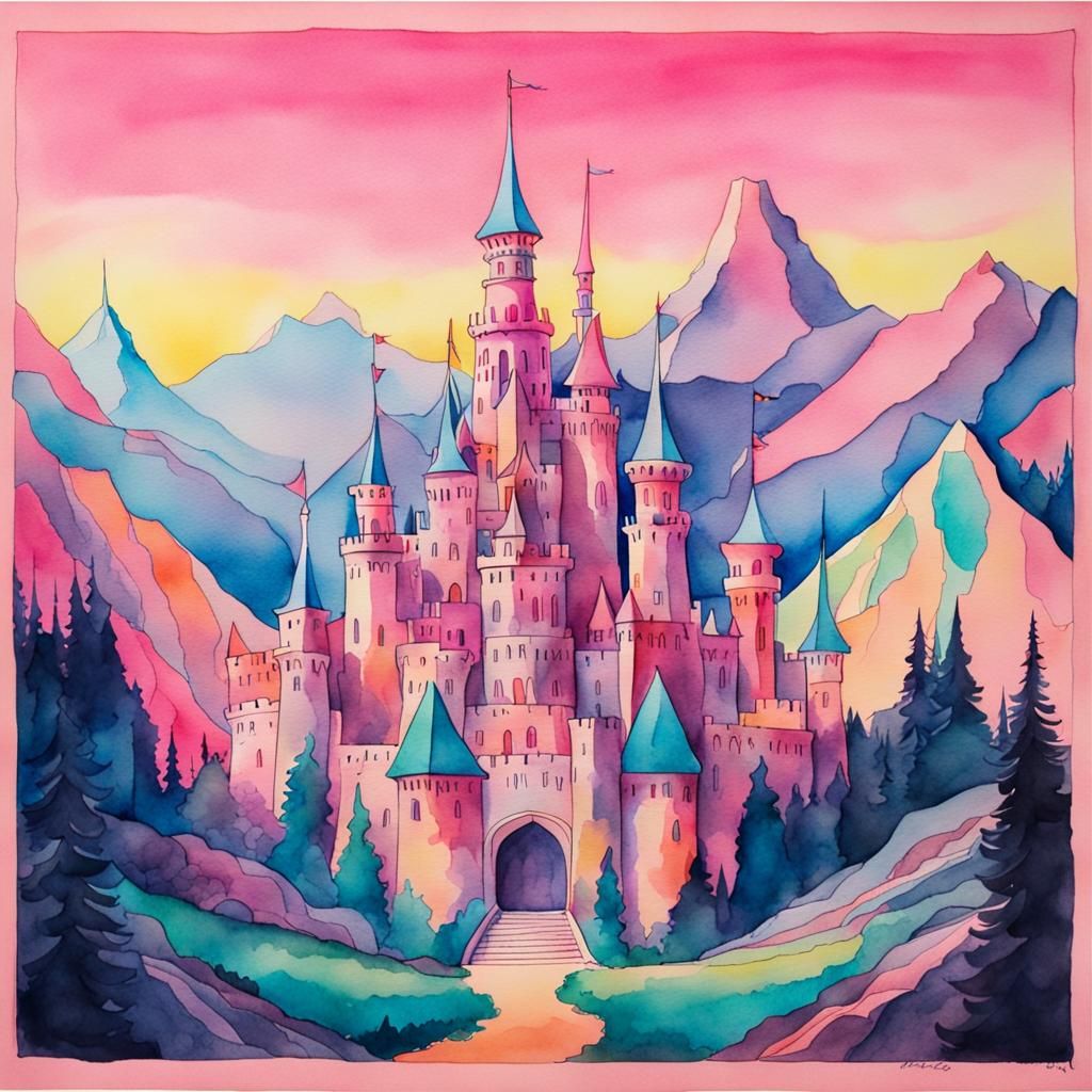 Pink fantasy castle