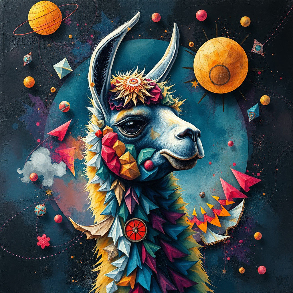 Mysterious Llama in Dystopian Fantasy: Impasto Painting