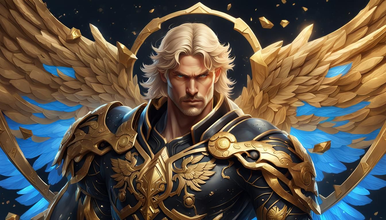 Angel Uriel in Golden Armor Digital Illustration