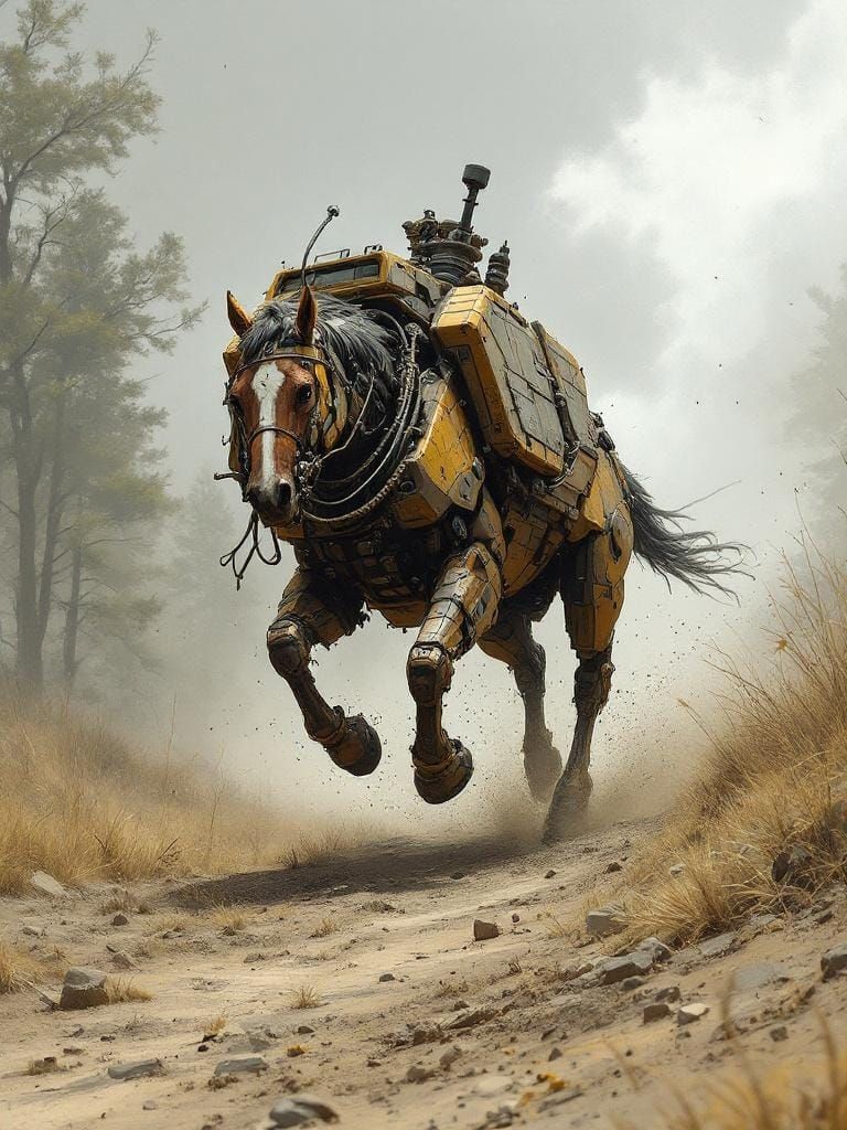 Dieselpunk Horse in Gritty Alternate History