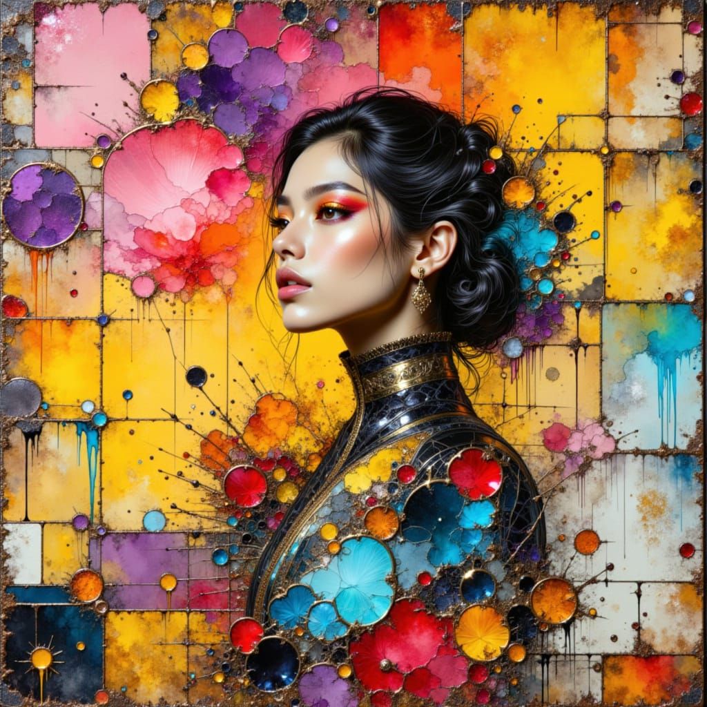 Vibrant Glitchcore Abstract Art with Graffiti Influence