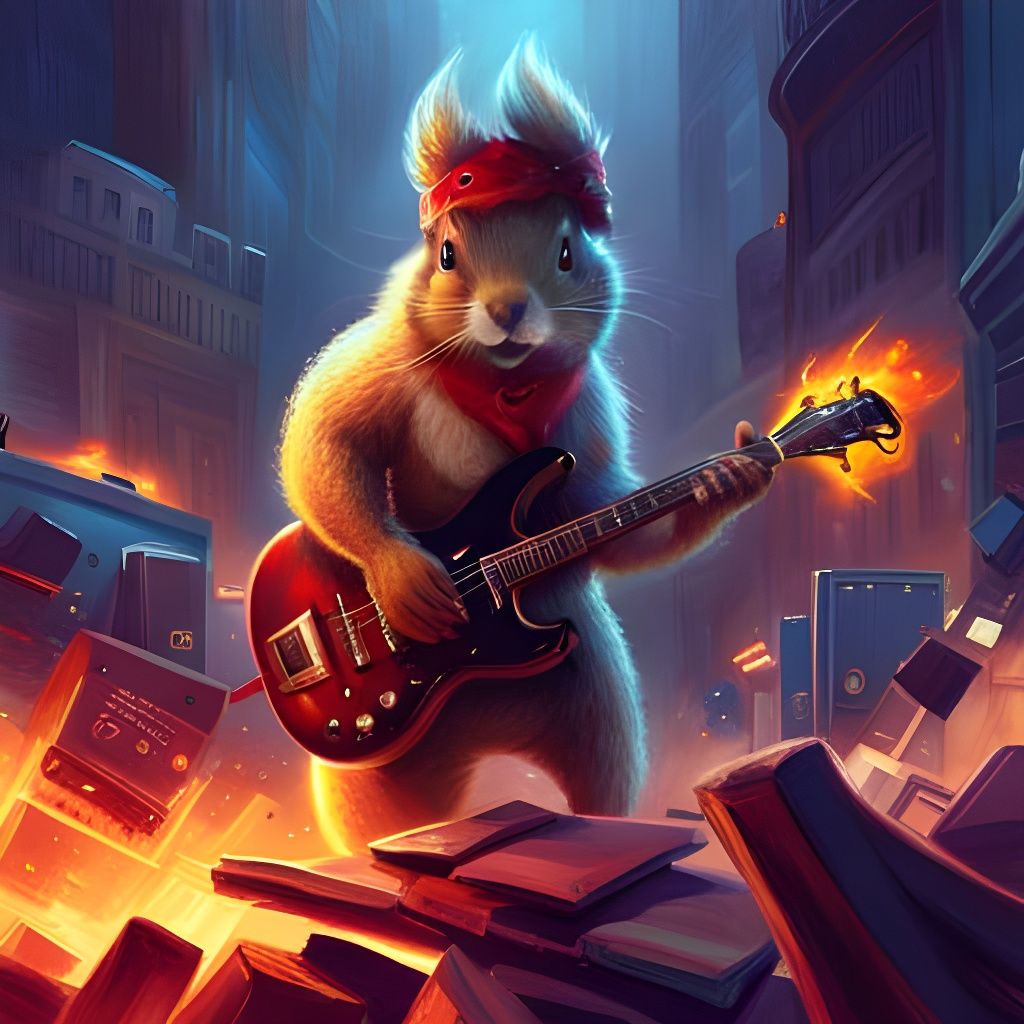 Angry Rockstar Squirrel Plays Guitar at Concert