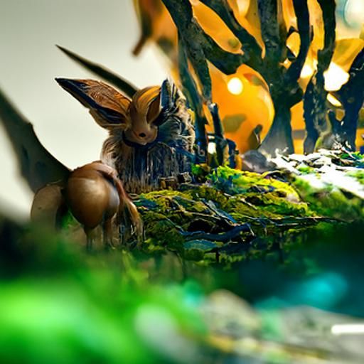 Detailed Matte Painting of Eevee in Fantasy Art