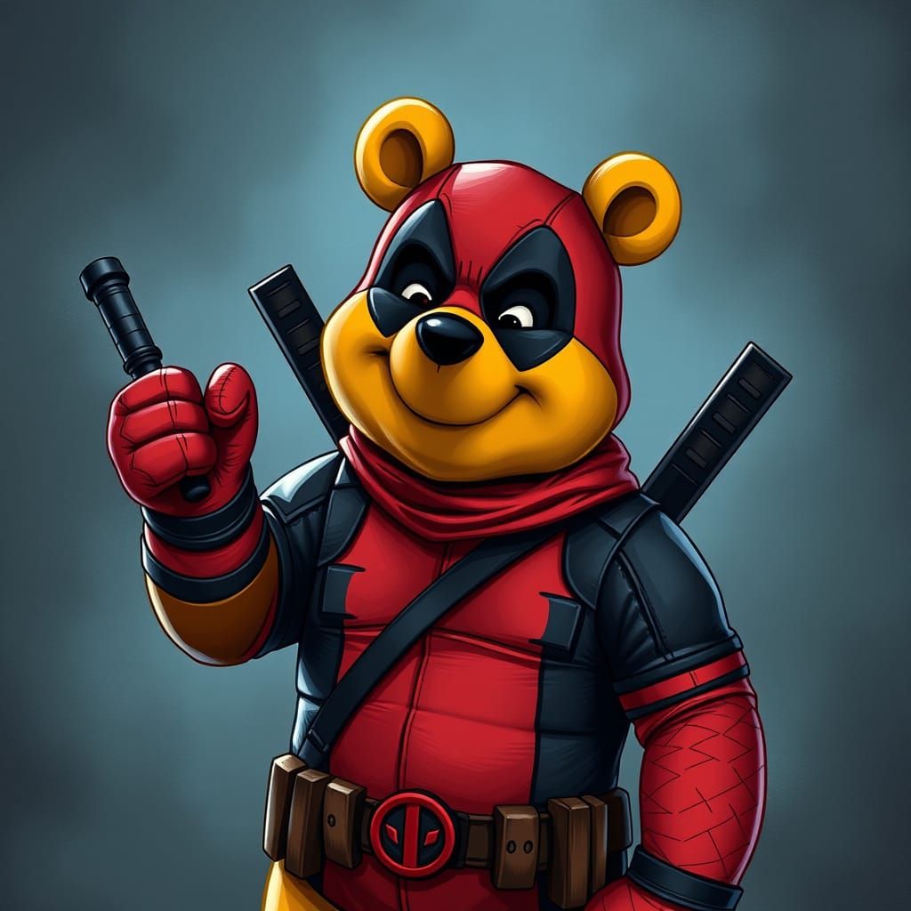 Winnie the Pooh as Deadpool: Dark Disney Mashup