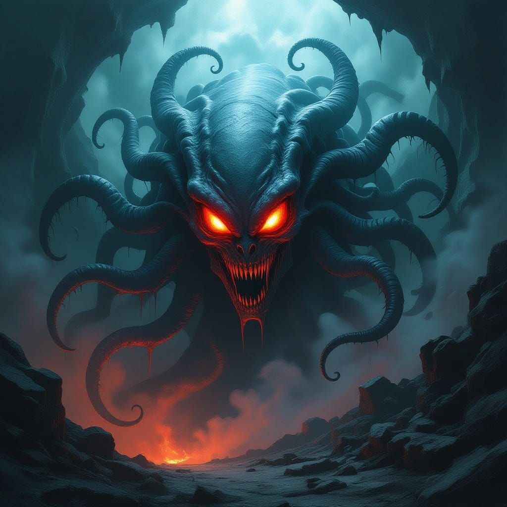 Cosmic Horror Alien Symbiote in Biomechanical Style