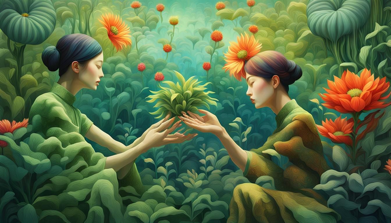 Plants Talking in Warped Perspective, Digital Art