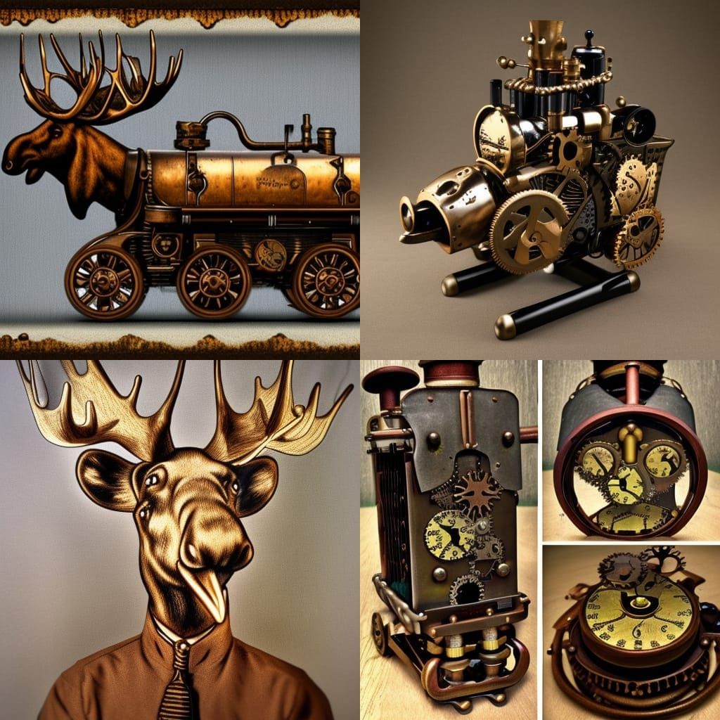Steampunk Moose with Engine