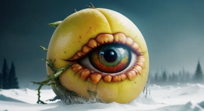 Rotten Mutant Lemon Fruit Monster in Hyperreal Photo