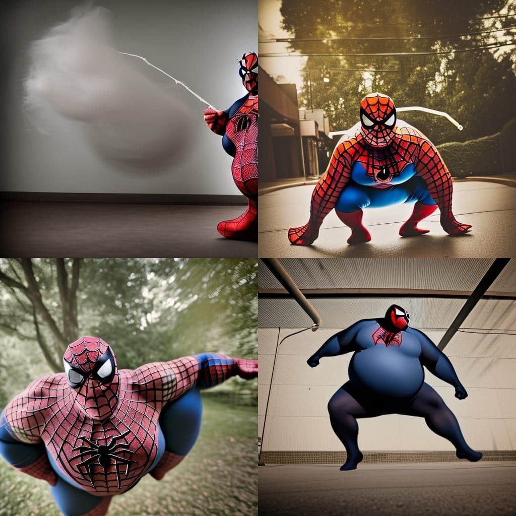 Obese Spiderman Floats: Professional Photography