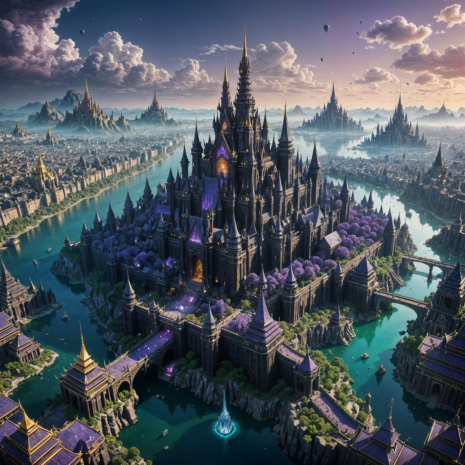 Gemstone Cityscape on Floating Island