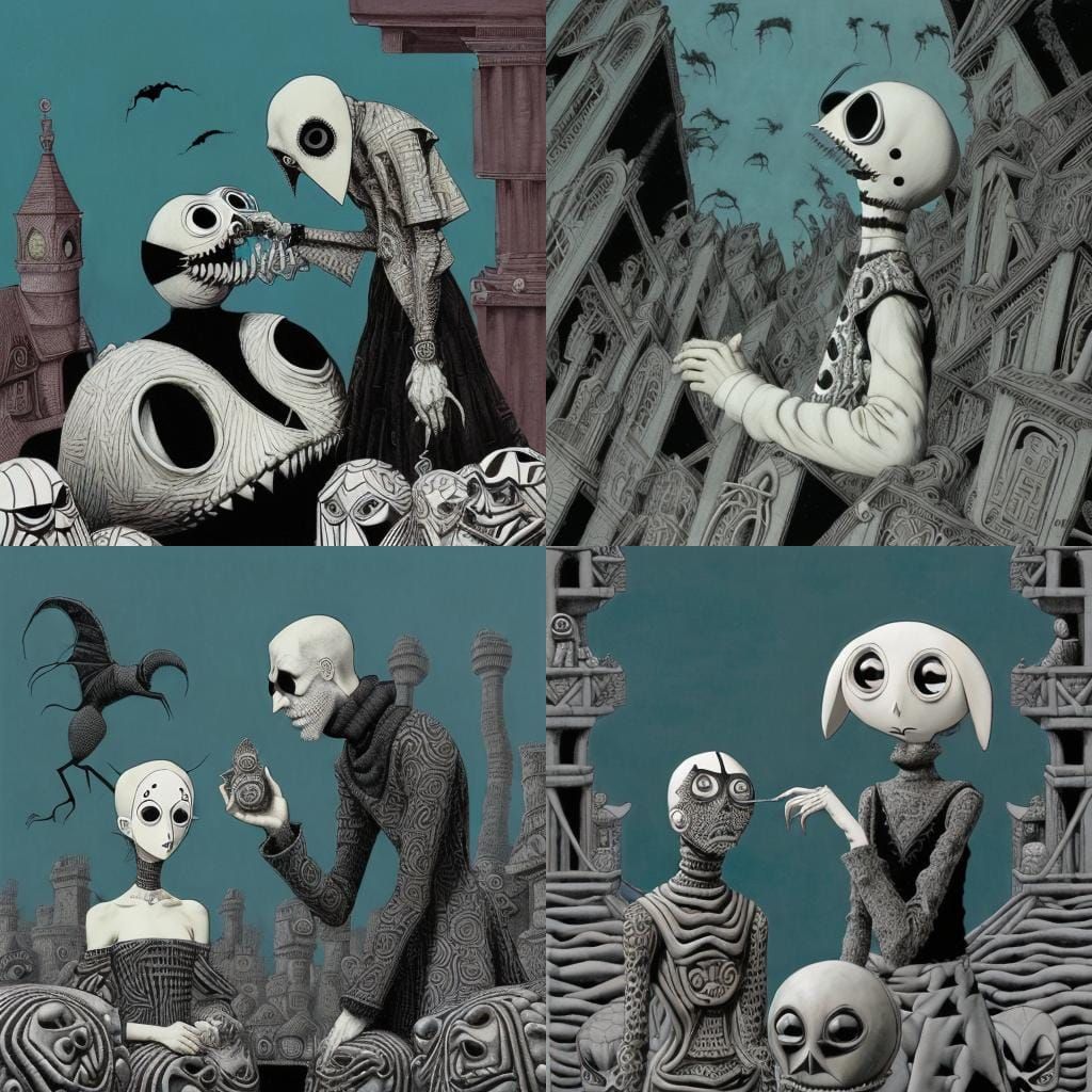 Lobster Conspiracy: An Escher-esque Gorey Illustration