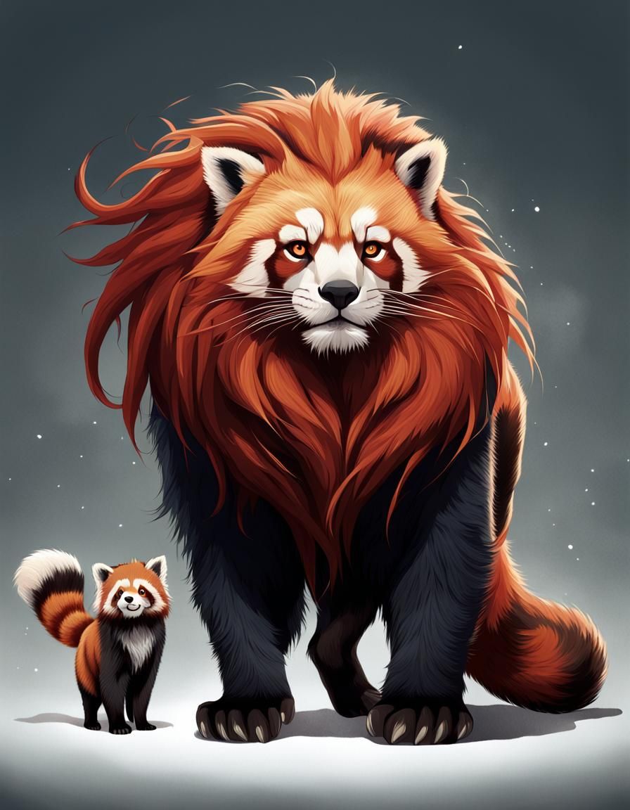 Red Panda Lion Hybrid Creature Concept Art