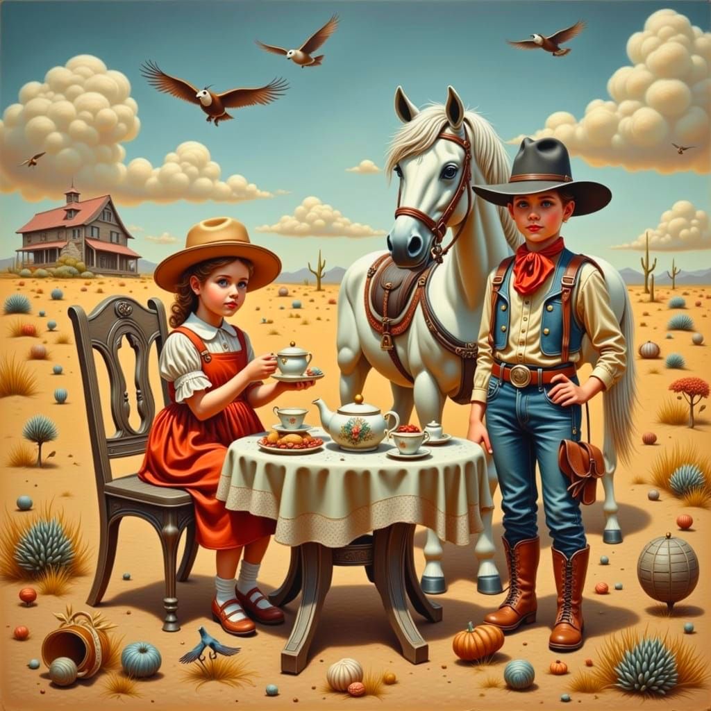 Whimsical Western Encounter in the Desert