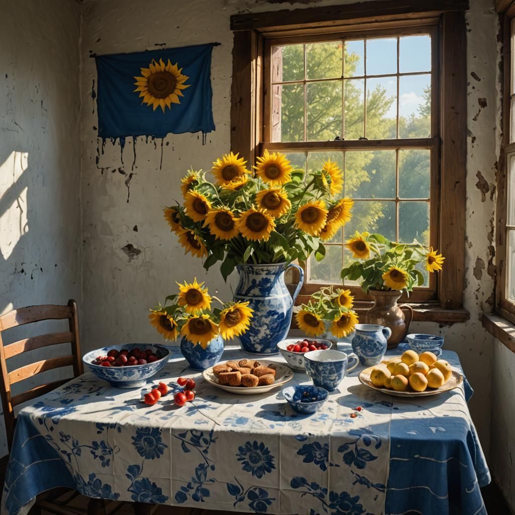 Vibrant Sunflower Still Life in Golden Light