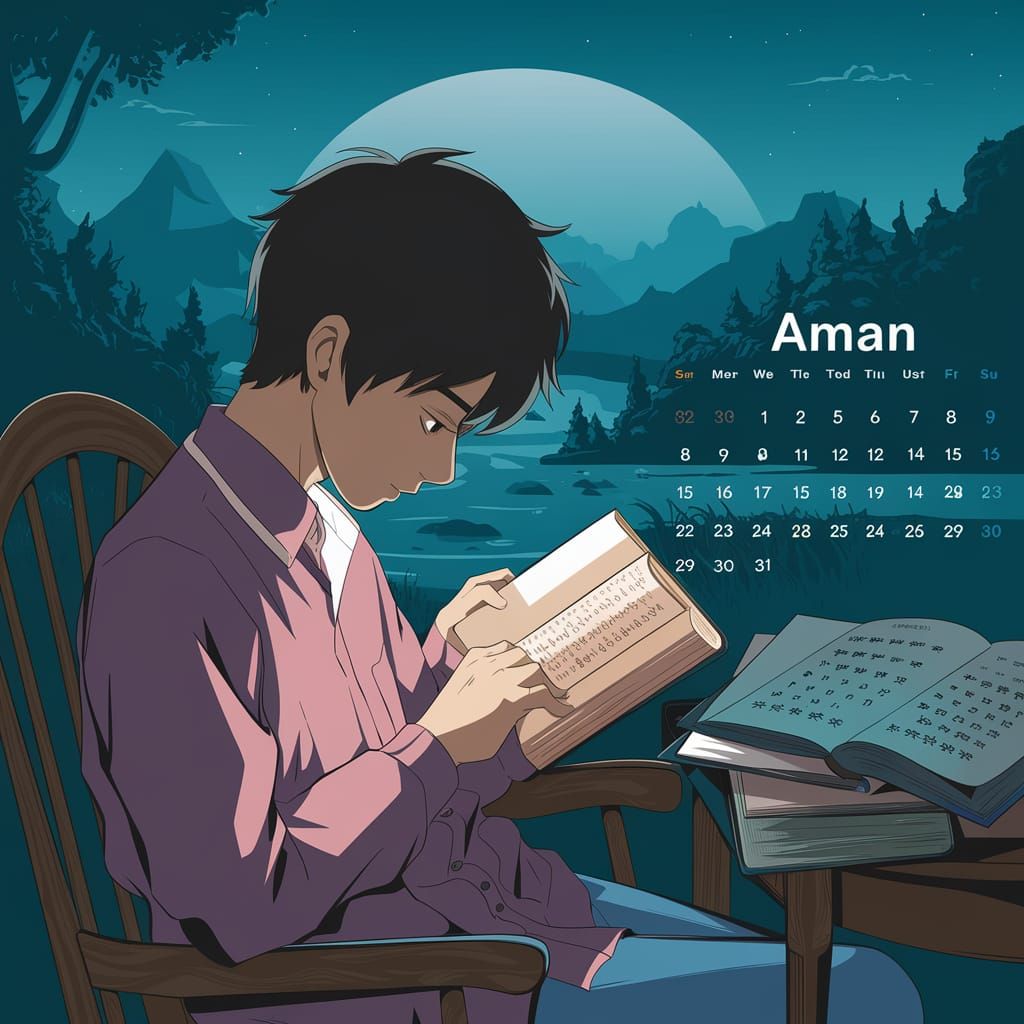 Anime-Style Portrait of Aman in Deep Focus at Night
