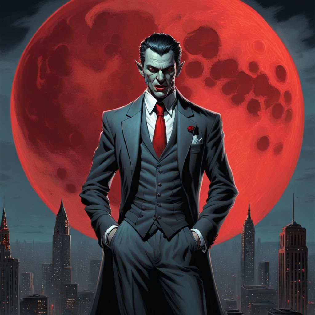 Vintage Vampire Portrait in Gotham Comic Style