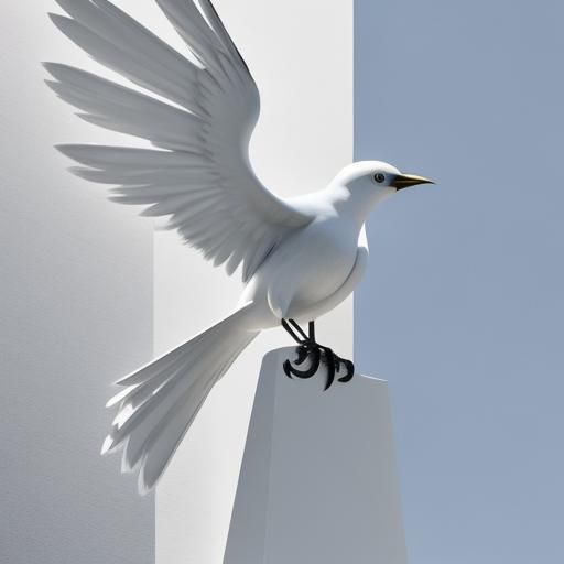 Abstract Bird Sculpture in Marble, Mid-Air Flight