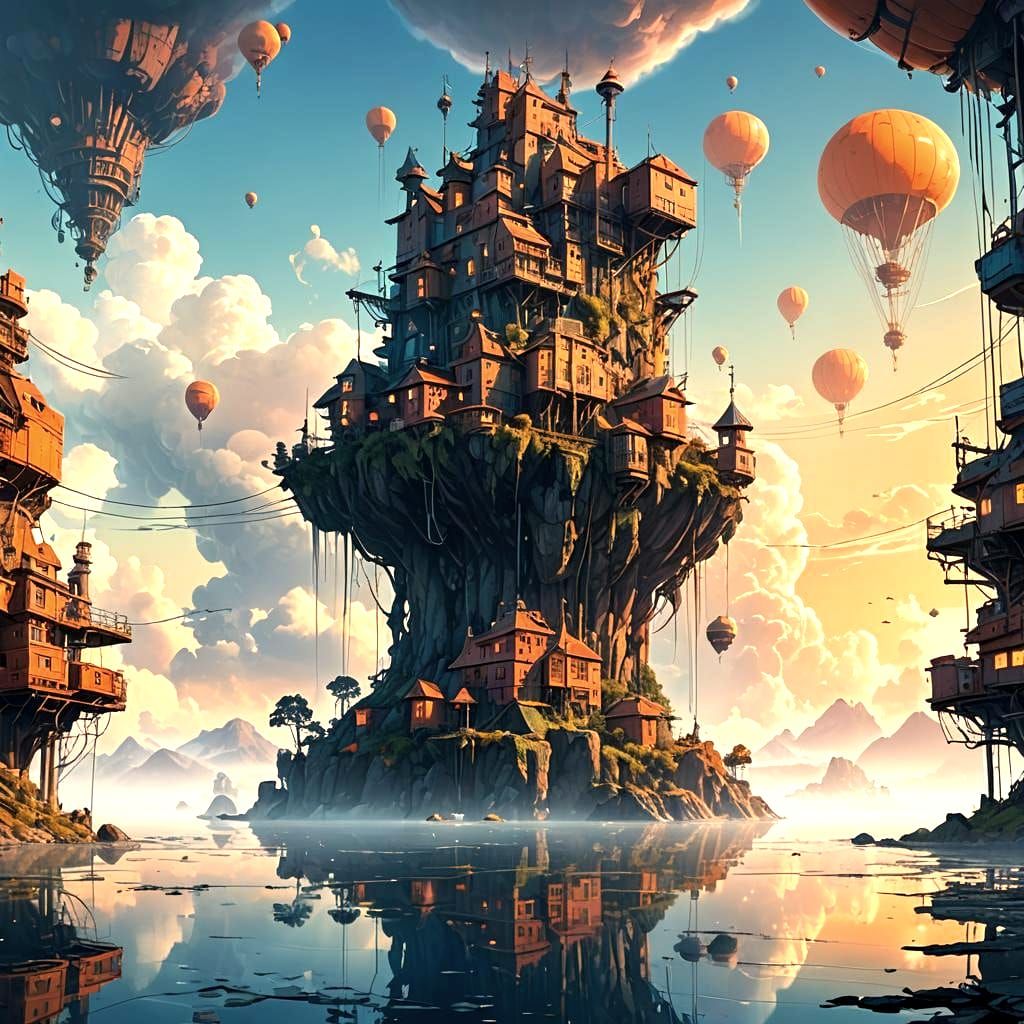 Fantastical Islands Floating High in the Sky