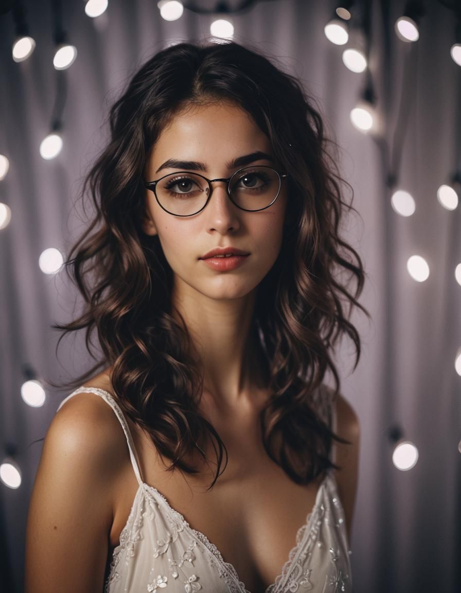 Beautiful Woman Posing in Studio with Professional Lighting