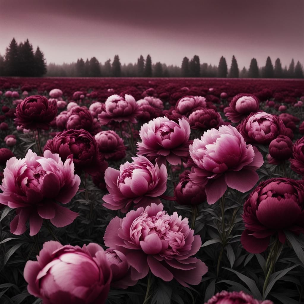 Burgundy Monochromatic Peonies