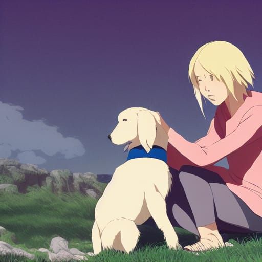 Dog-Tailed Demi-Human in Studio Ghibli Style