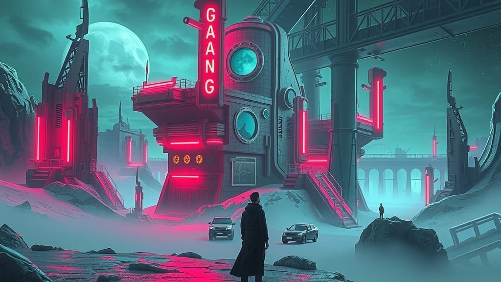 Person in Dreamlike Altered Reality with Distorted Landscape...