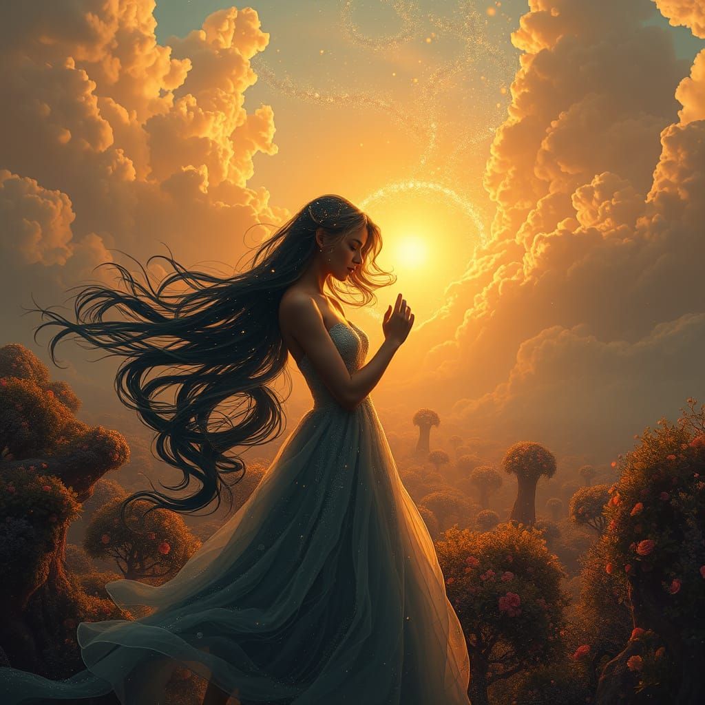 Two Souls Entwined in Ethereal Golden Hour