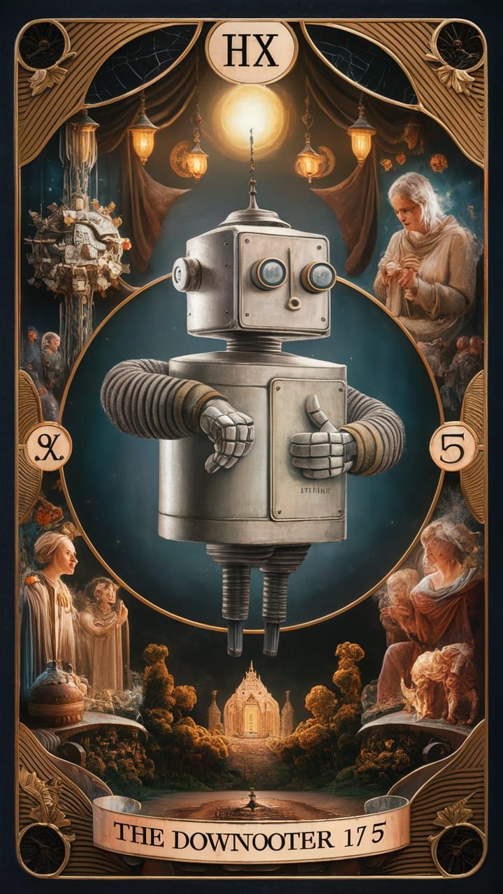 Futuristic Robot Tarot Card: The Downvoter