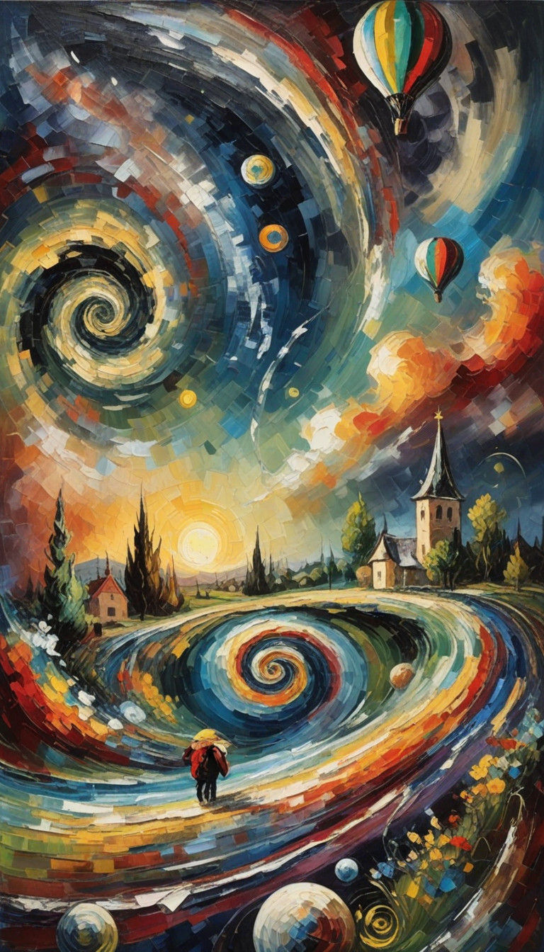Neo-Expressionist Oil Painting of a Figure in a Swirling Vor...