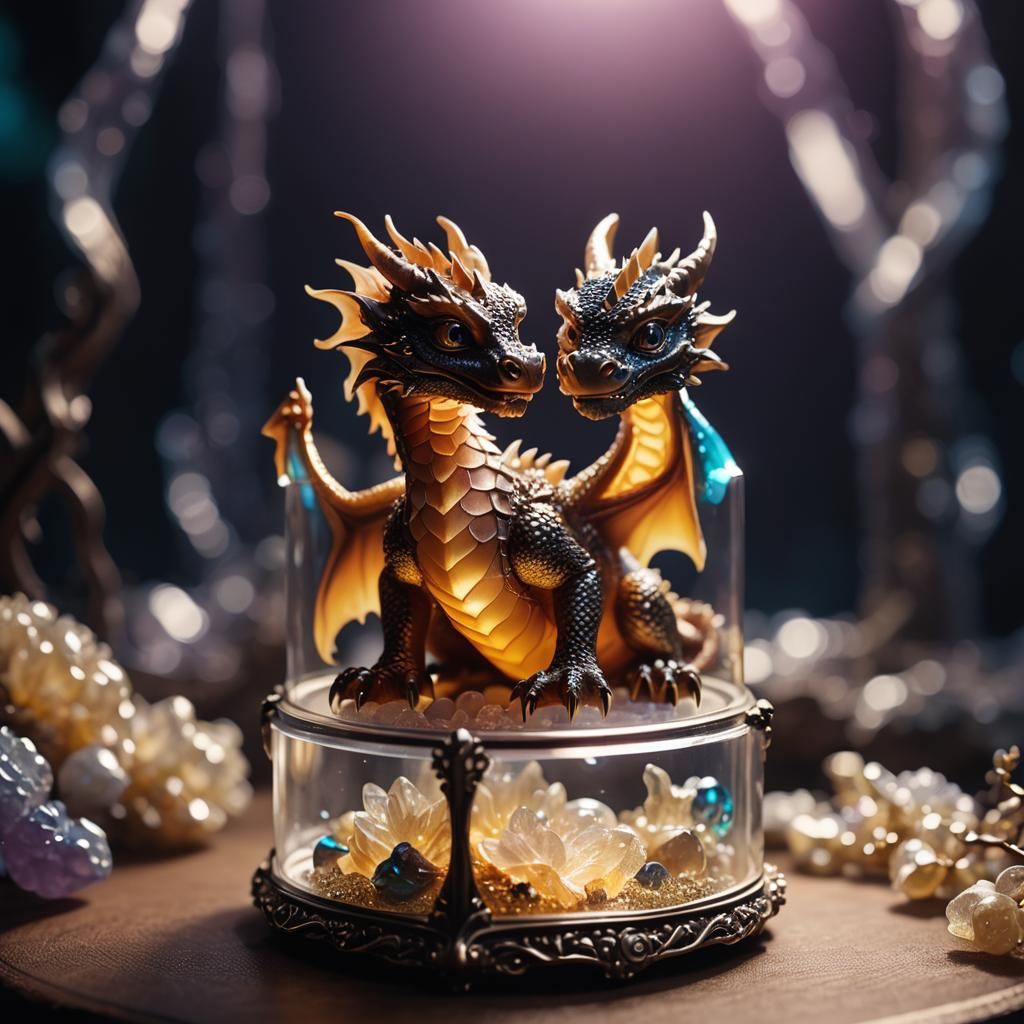 3D Printed Baby Dragon in Jewelry Box