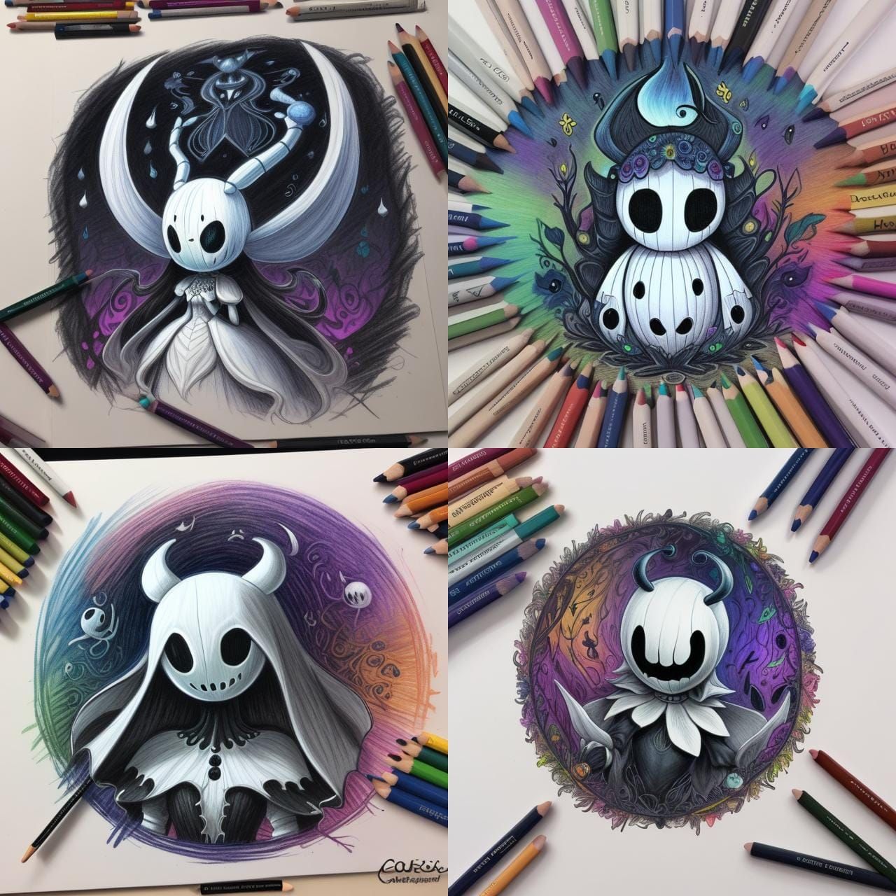 Hollow Knight Drawing in Colored Pencils