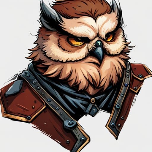 Anthropomorphic Owl Portrait in Comic Book Style