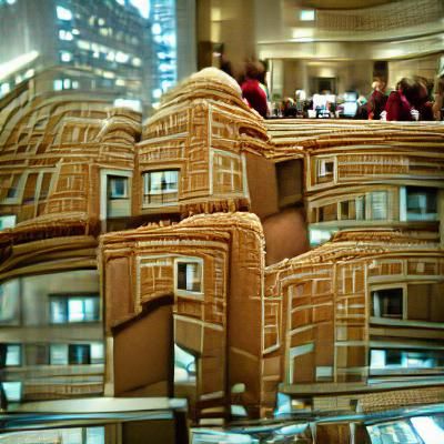 Gingerbread Cityscape Bending Like Inception
