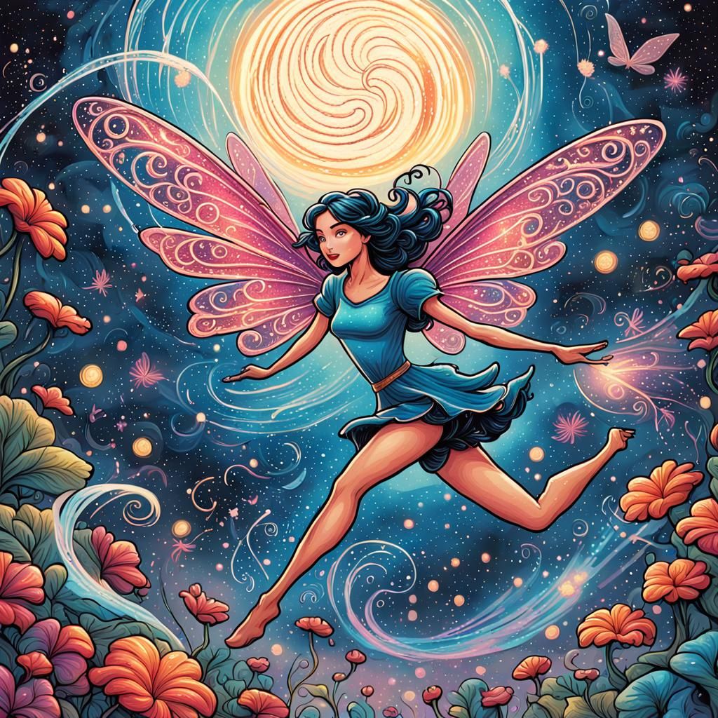 Whimsical Fairies Illustration in Comic Book Style