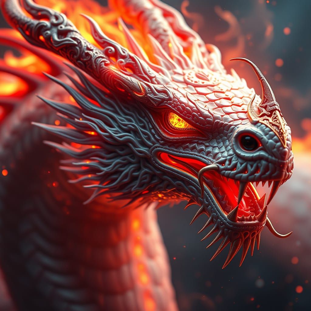 Ethereal Dragon in Fiery Splendor