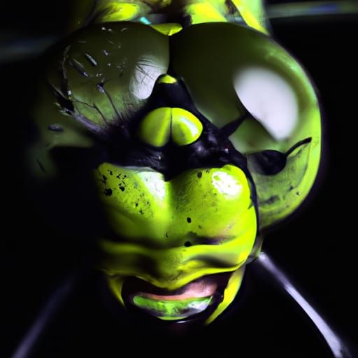 Nightmarish Green Dragonfly Head in Hyperreal Detail