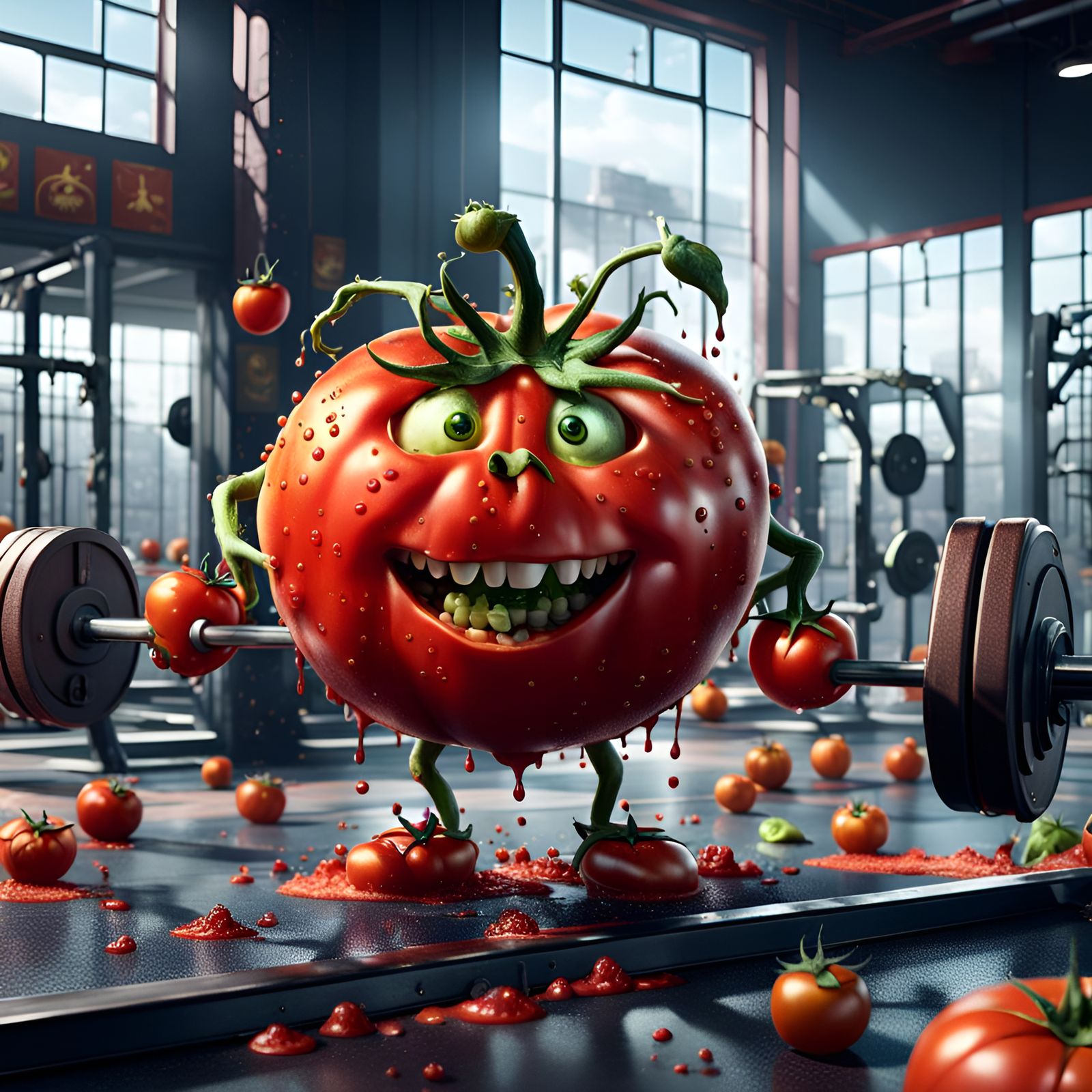Tomato at the Gym: Fantastical Digital Art