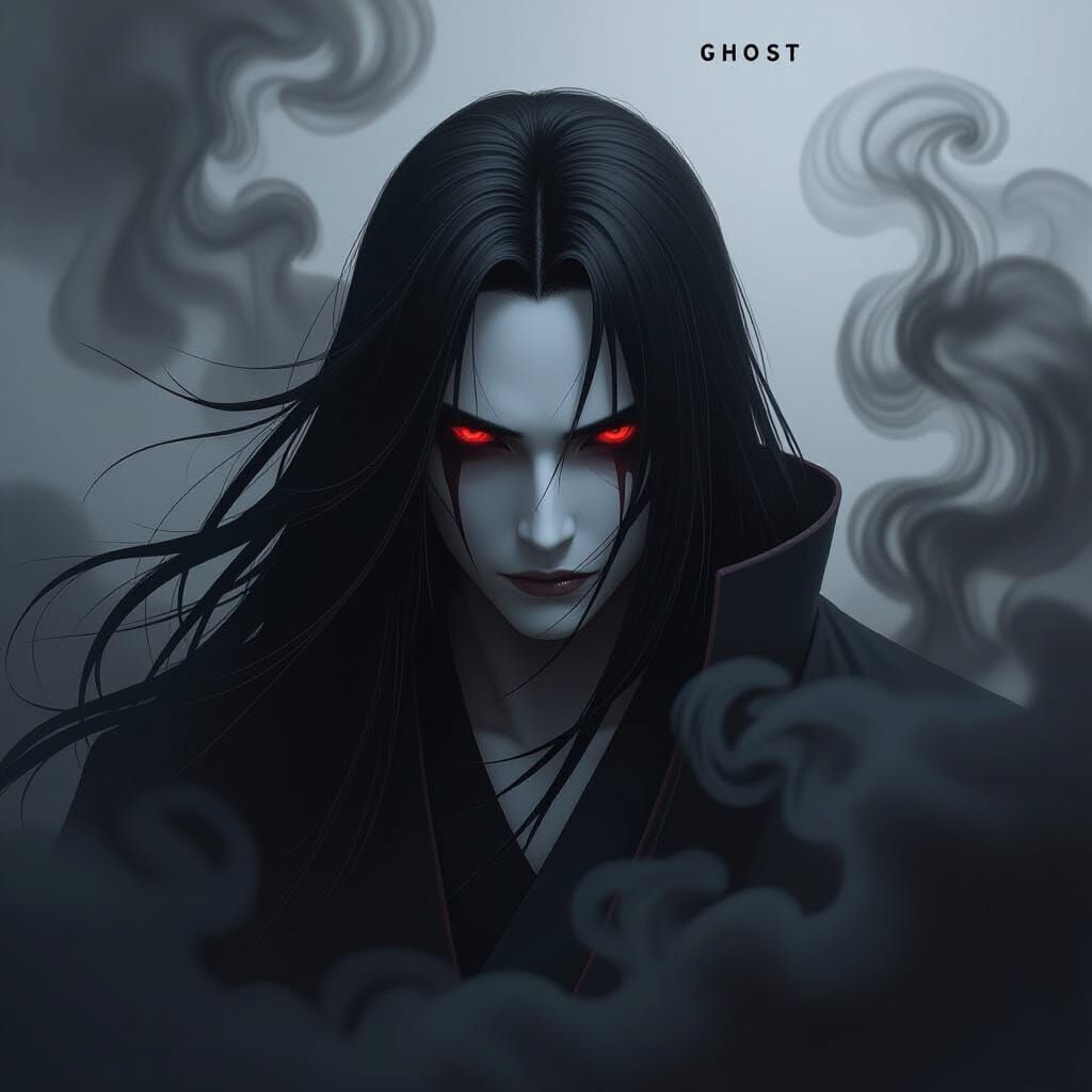 Ominous Character in Black Smoke, Dark Art Style
