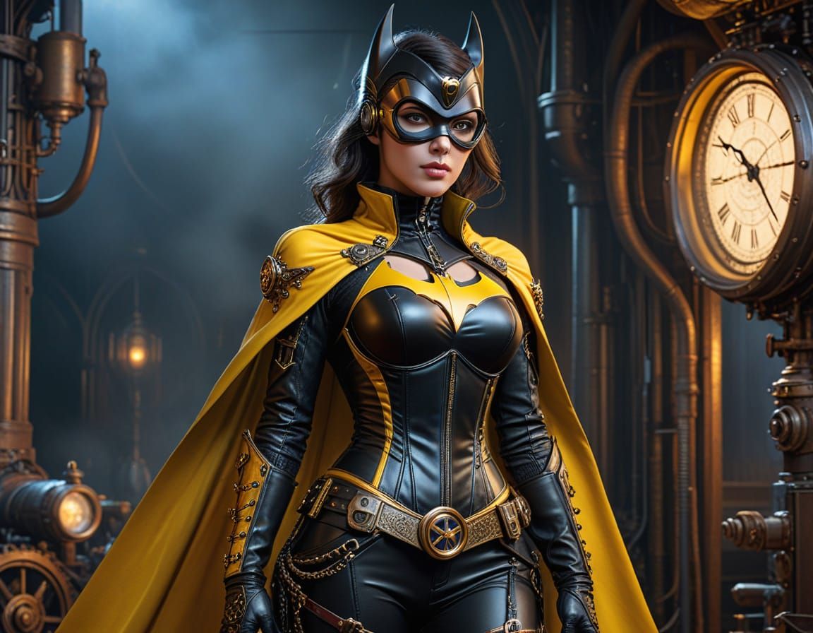 Steampunk Korean-American Batgirl in Vibrant Costume