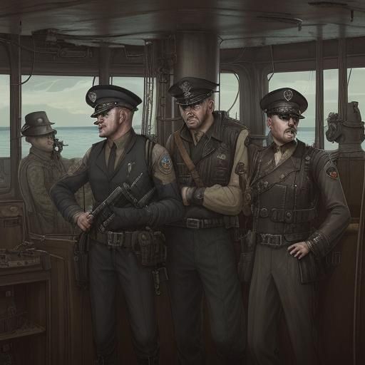 Dieselpunk Officers Plan Navigation Adventure