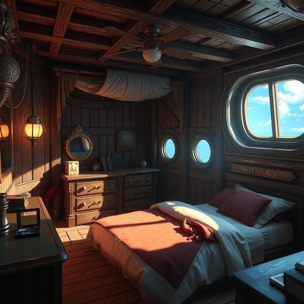 Pirate Ship Cabin in 3D Anime Style